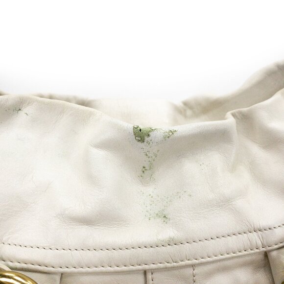 COACH Hampton White Ivory Belted/Pleated Hobo Shoulder Bag - K0693-10205 - Picture 6 of 16